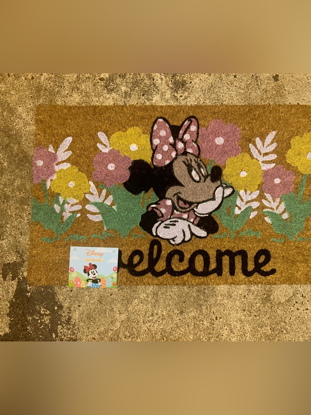 Disney Minnie Mouse Floral Welcome Doormat in Pink, Yellow, Green